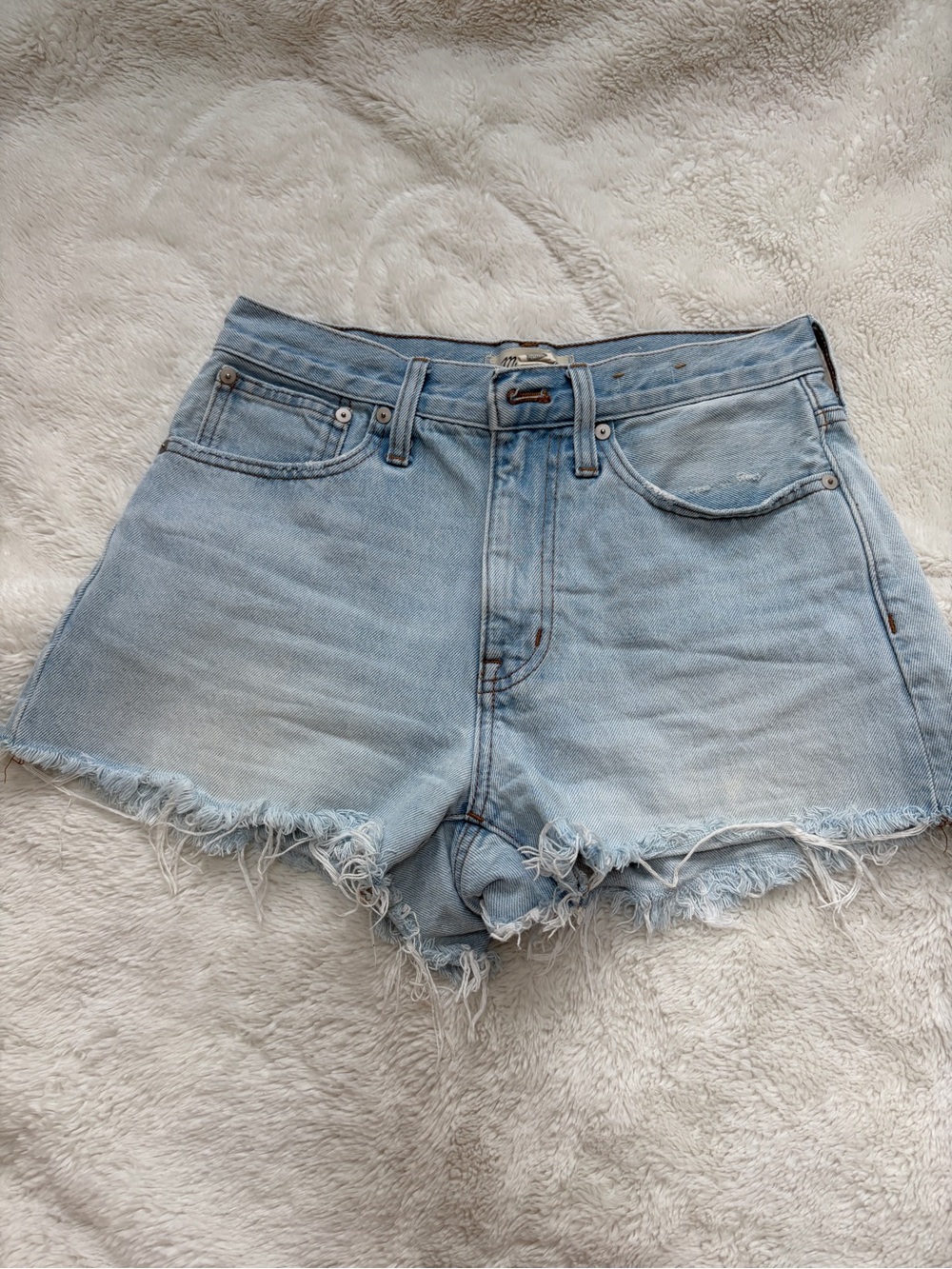 Madewell Light Blue Denim Cutoff Shorts with Frayed Hem